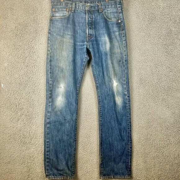 VTG Levis 501 Denim Button Fly Jeans Size 33x32 - Picture 1 of 3